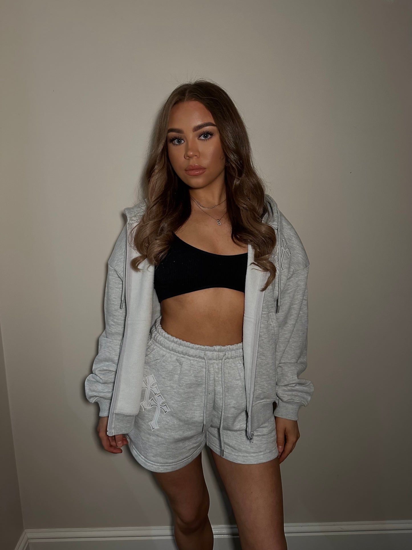 Grey Cross Sweat Shorts